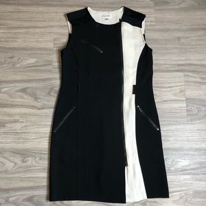 Calvin Klein Black & White Color Block Dress, Sz 2